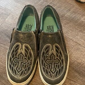 Corral Women's Black and White Embroidered Moccasins